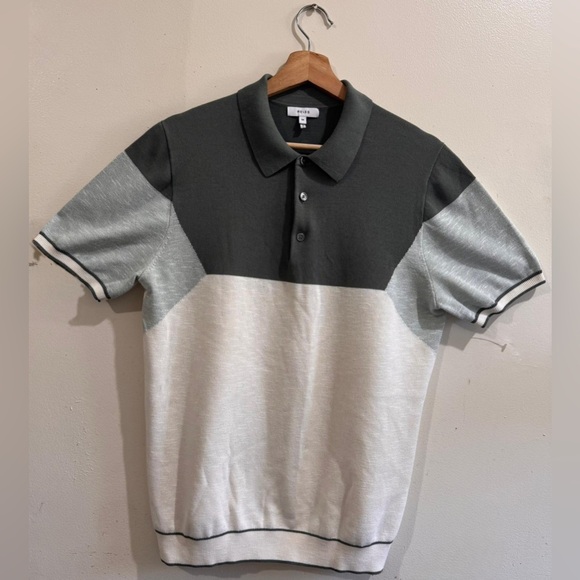 Reiss Charcoal and Cream Polo Shirt - Picture 1 of 8